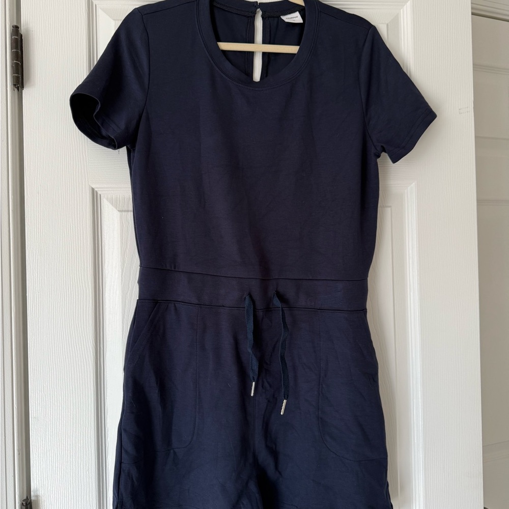 Navy Blue Short Sleeve Romper